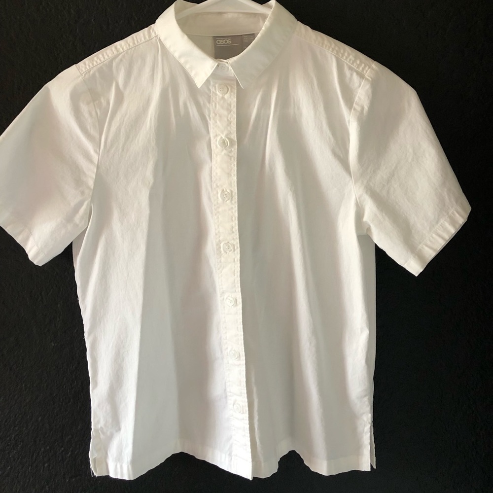 White short sleeve button down